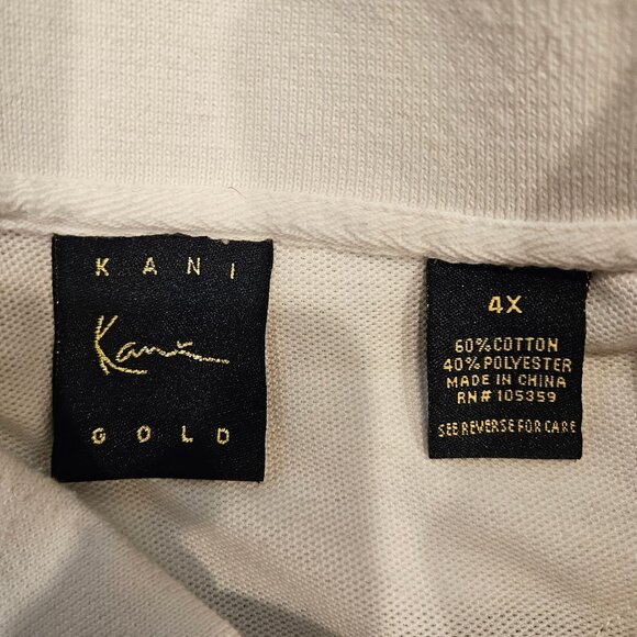 Karl Kani Gold Striped Polo Shirt 4X White Brown Black Mens Cotton/Polyester - Picture 6 of 11